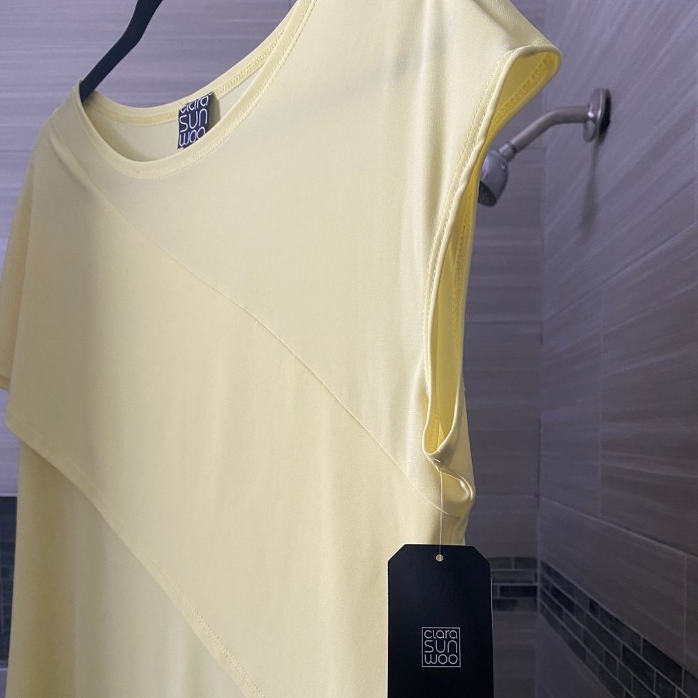 Solid Overlay Cap Sleeve Top - Yellow